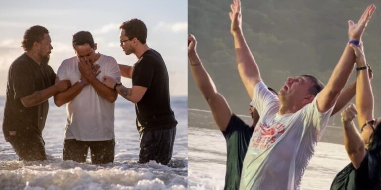 Batismo coletivo reforça avivamento religioso em praia de Santa Catarina