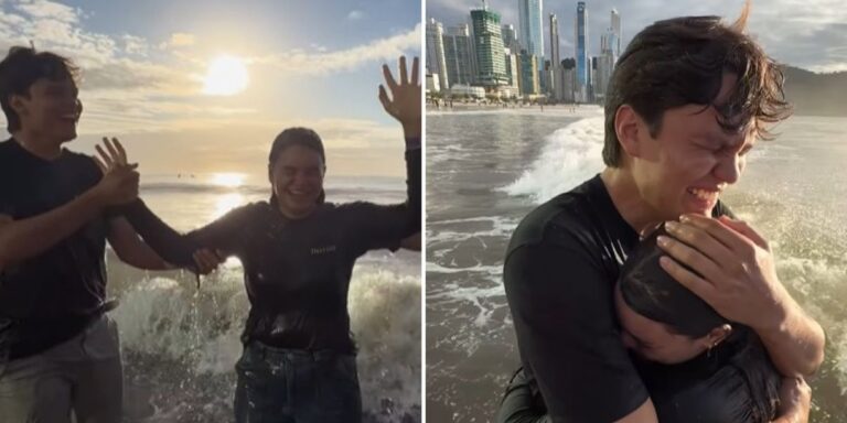 Líder emociona ao batizar irmã caçula em praia de Santa Catarina e celebra nova vida