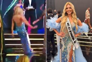 Joana Camargo sofreu a queda mas reagiu com sorriso e emocionou o público. (Foto: Reprodução/Redes Sociais)
