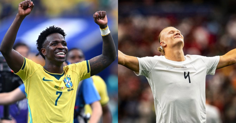 Vinicius Jr. e Haaland: comparativo de desempenho nas seleções