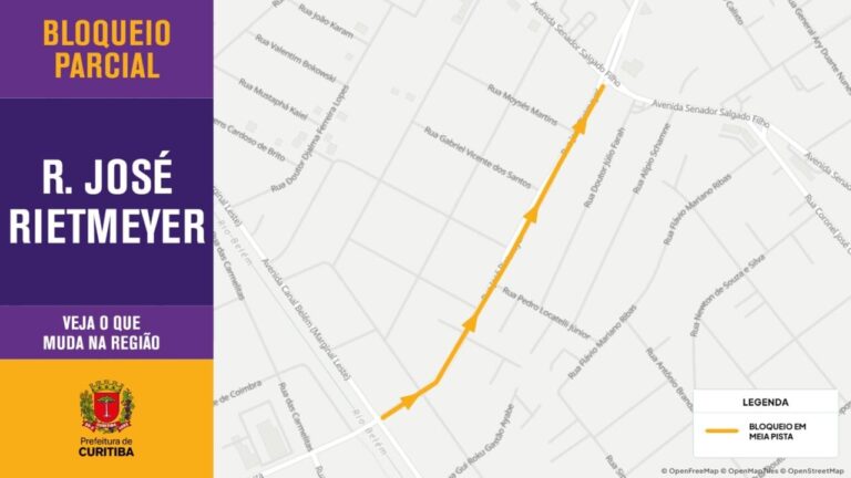 Prefeitura bloqueia meia pista da Rua José Rietmeyer em Curitiba para obras