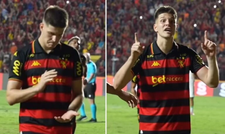 Atacante do Sport celebra gol com mensagem em Língua Brasileira de Sinais