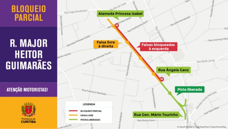 Prefeitura libera quatro faixas na Rua Major Heitor Guimarães em Curitiba