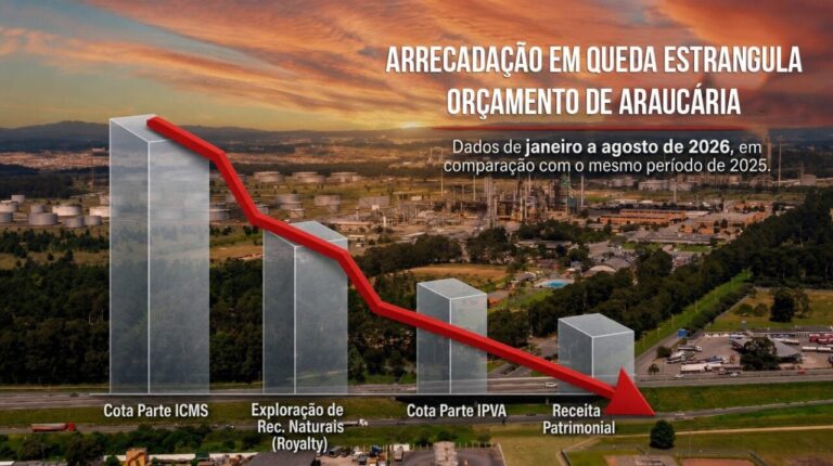 Araucária enfrenta queda na arrecadação e pressão de despesas fixas em 2026
