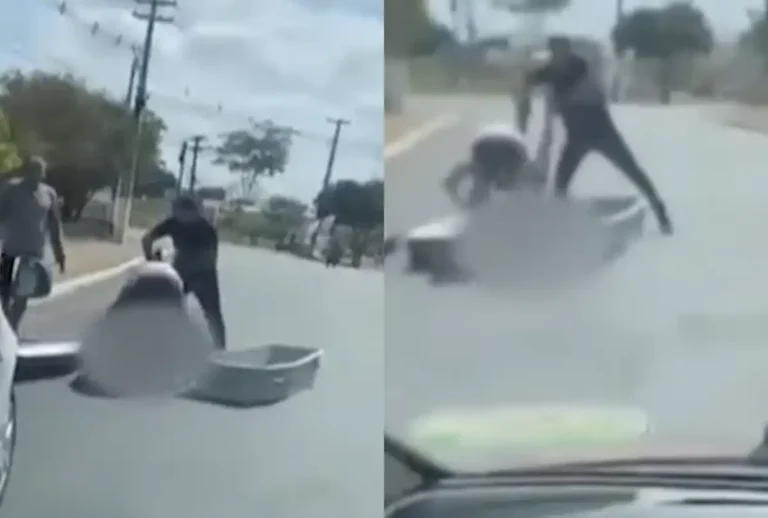 Caixão cai de carro funerário e corpo fica exposto em rua de Marabá