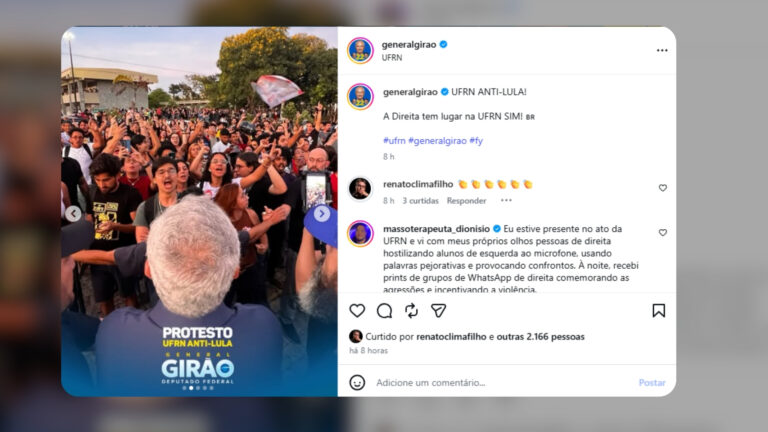Ato anti-Lula na UFRN termina em confronto entre manifestantes e estudantes