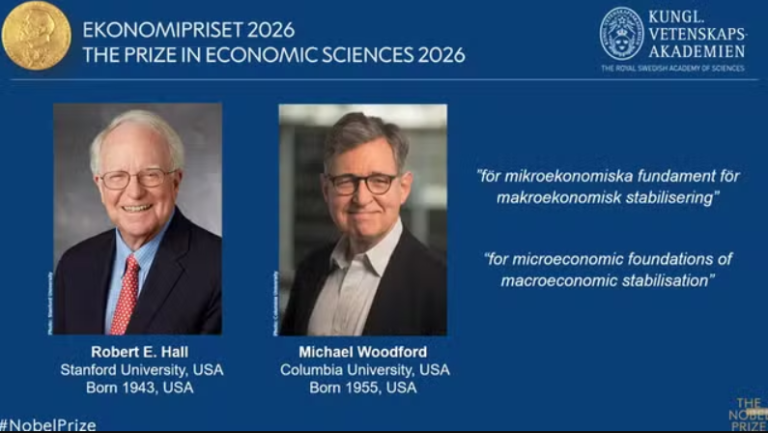 Hall e Woodford ganham Nobel de Economia 2026 por estudos sobre consumo e política monetária