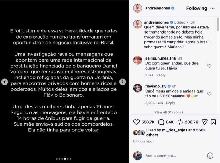 Janones associa falsamente Flávio Bolsonaro a exploração de ucranianas e causa atrito internacional