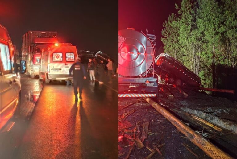Motorista morre esmagado após carreta atingir caminhão de leite na PR-151